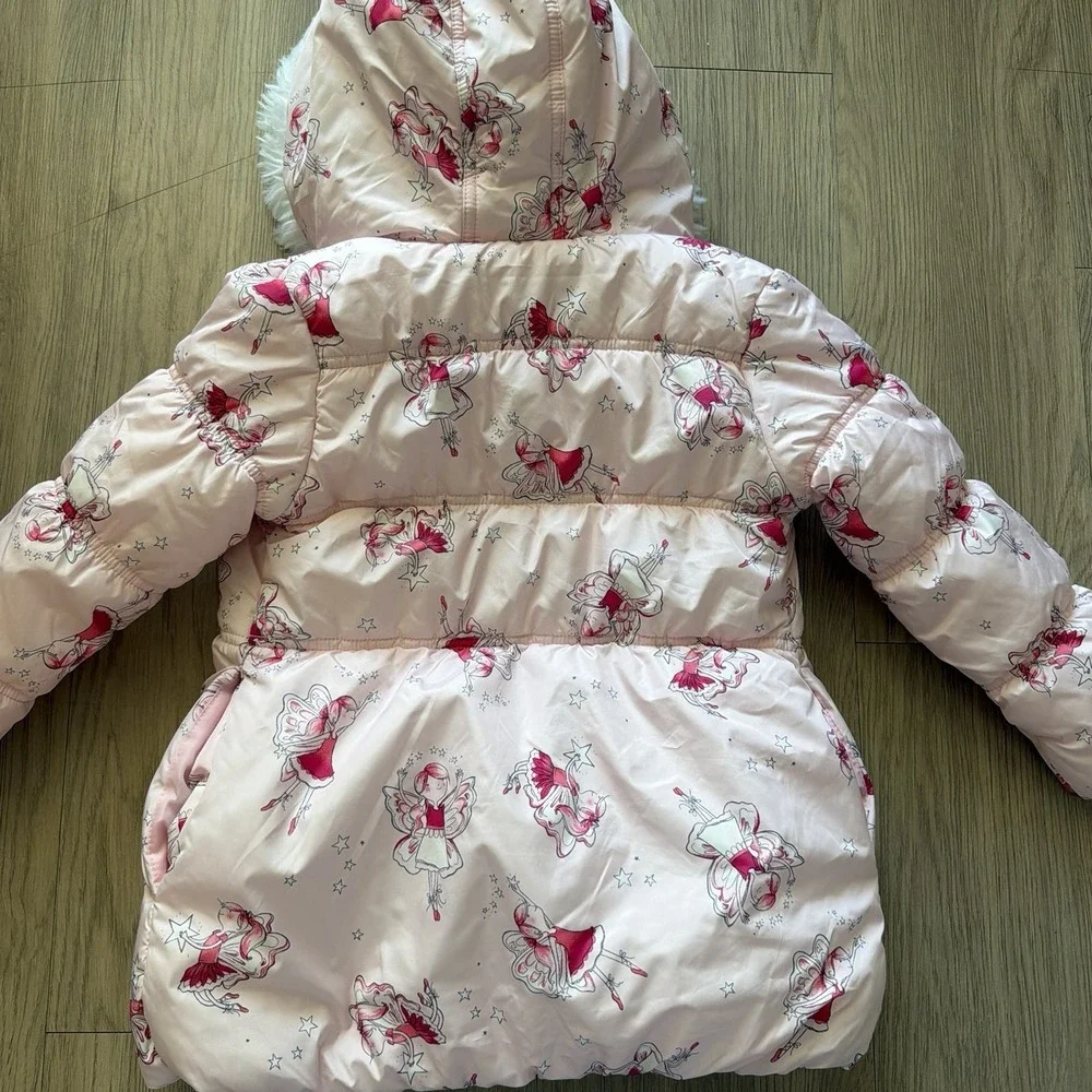 The Children's Place 5T Jacket Coat Pink Fairy Princess Puffer Faux Fur Lined